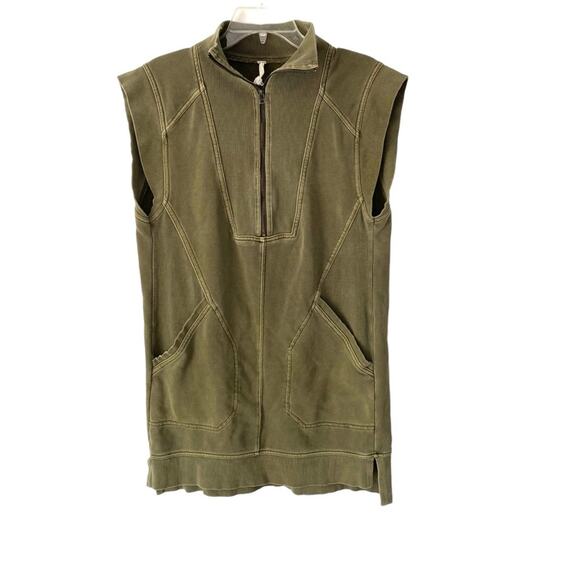 Daily Practice Anthropologie Meru Olive Green Mini Shift Dress size small cotton - Picture 4 of 10